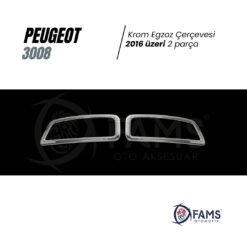 Alternative view of Peugeot 3008 Krom Egzoz Çerçevesi 2 Prç, 2016 Ve Üzeri Paslanmaz Çelik Uyumlu