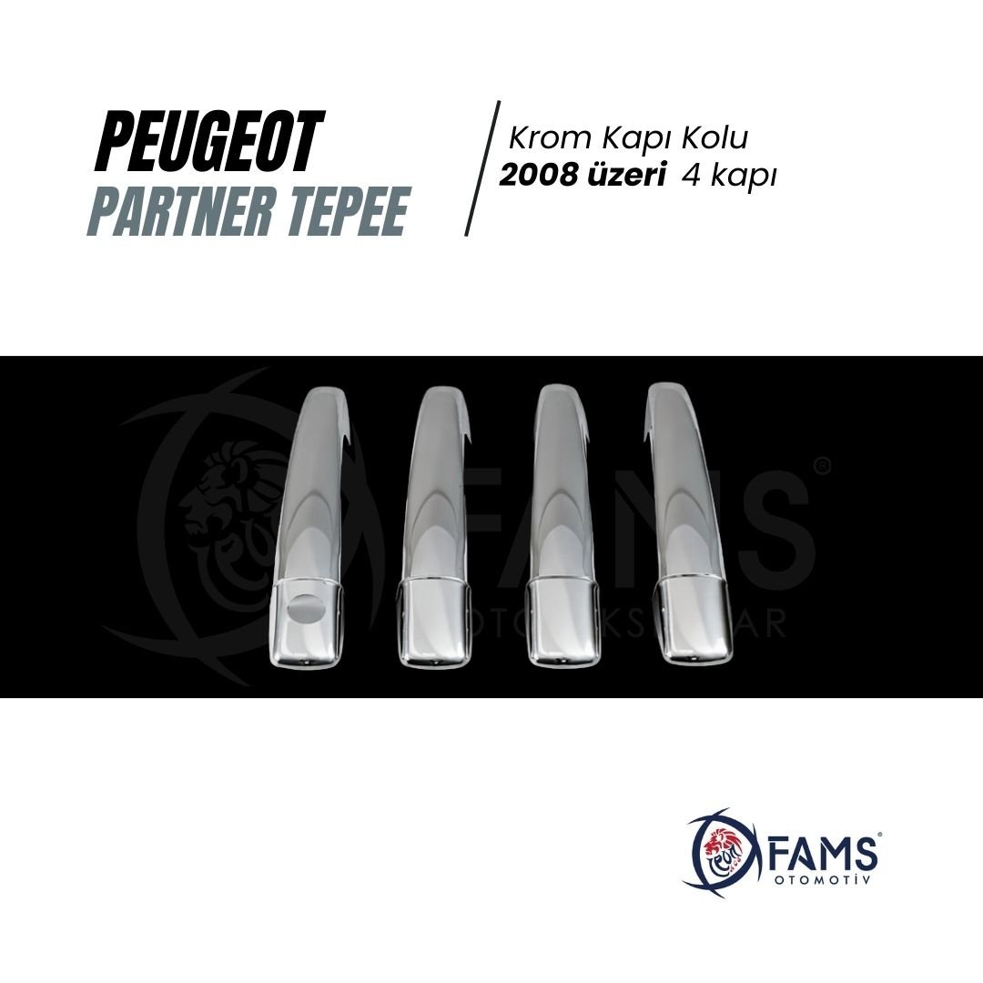 Peugeot Partner Tepee Krom Kapı Kolu 4 Kapı 2008> Paslanmaz Çelik - Görsel 2