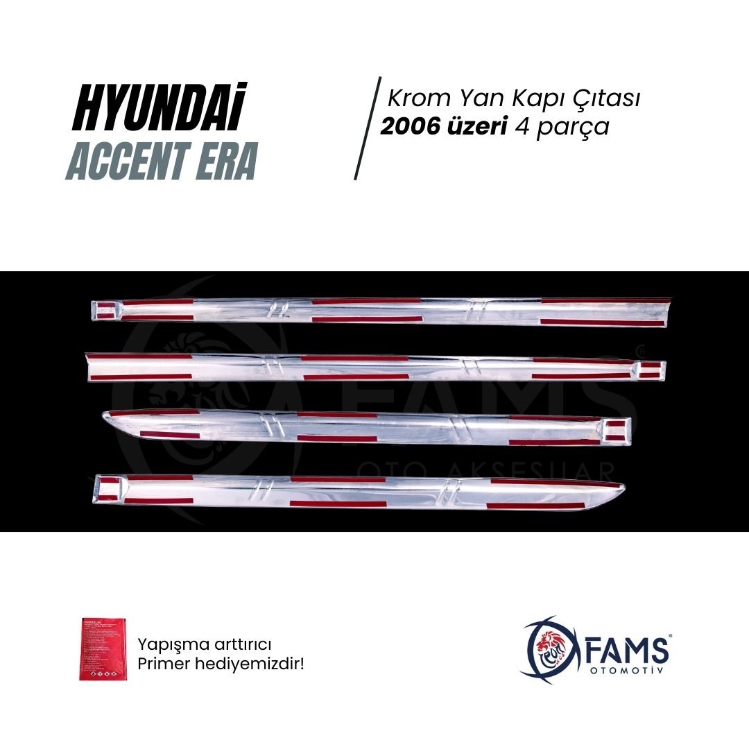 Hyundai Accent Era Krom Yan Kapı Çıtası 4 Kapı 2006 Üzeri P.çelik - Görsel 3
