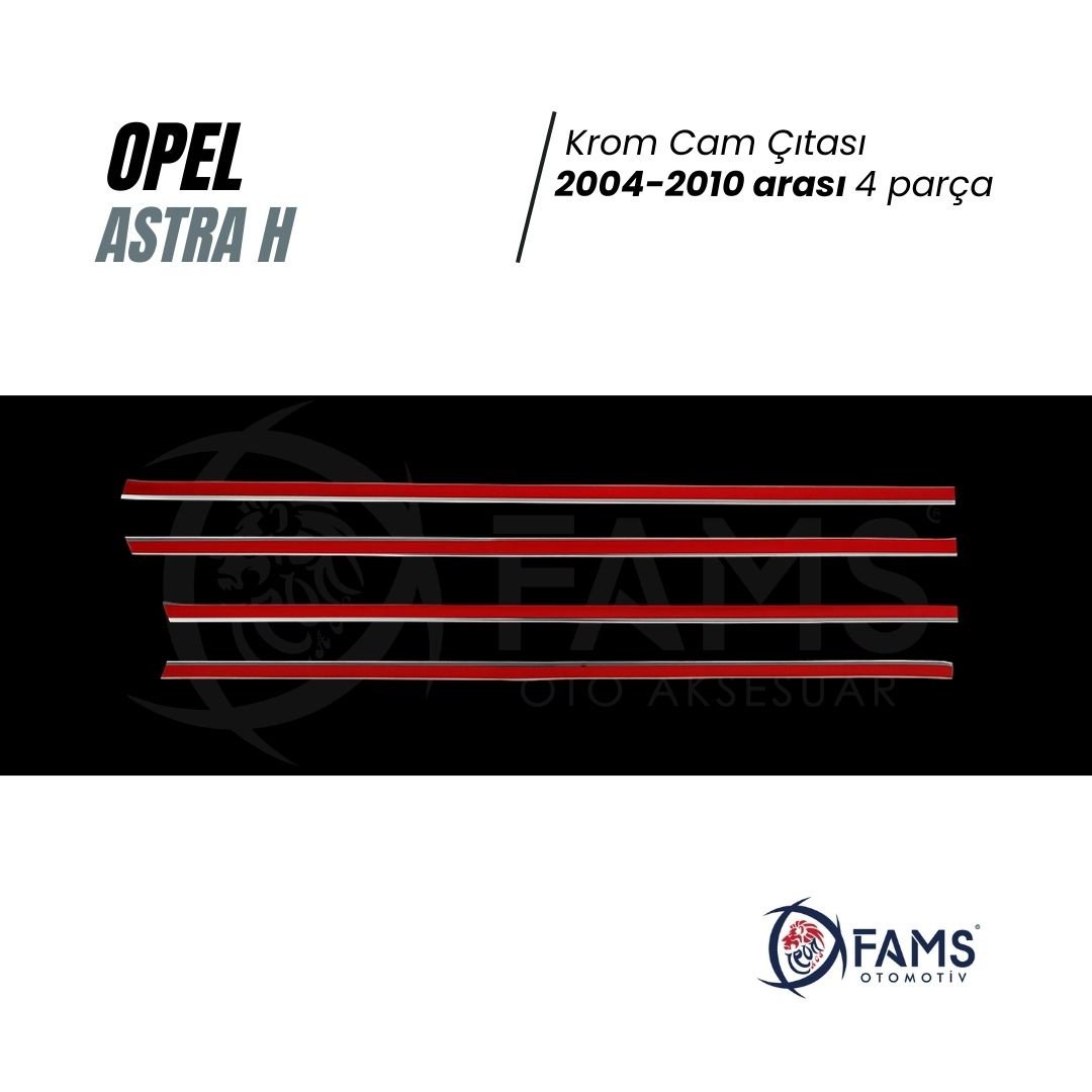 Opel Astra H Krom Cam Çıtası 4 Prç, 2004-2010 Arası P, Çelik (HB) - Görsel 3