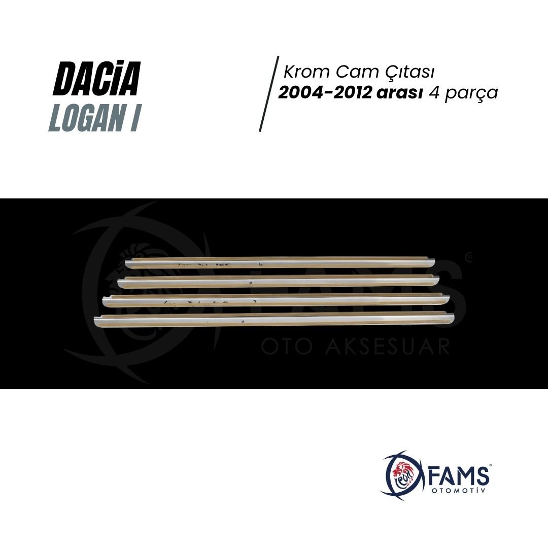 Dacia Logan Krom Cam Çıtası 4 Parça 2004-2012 Arası Paslanmaz Çelik - Görsel 3