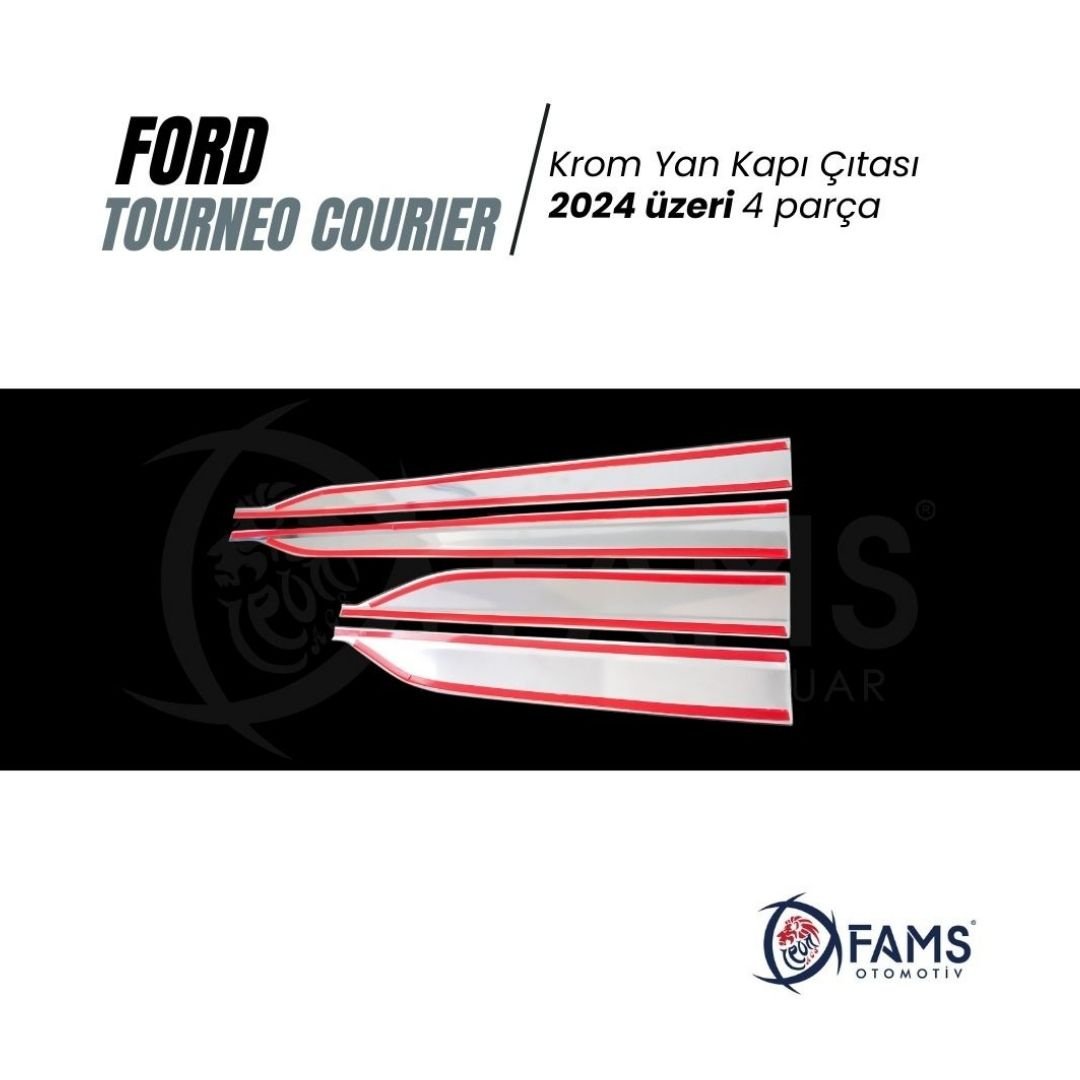 Ford Tourneo Courier Krom Yan Kapı Çıtası 4 Parça 2024 Üzeri Paslanmaz Çelik - Görsel 3