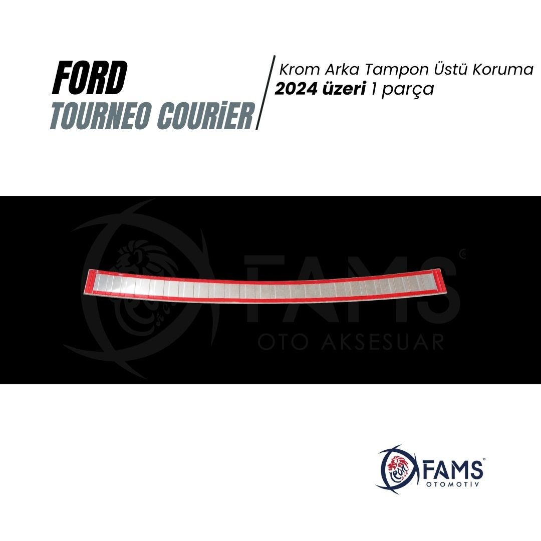 Ford Tourneo Courier Krom Arka Tampon Üstü Koruma 2024 Üzeri Paslanmaz Çelik - Görsel 3