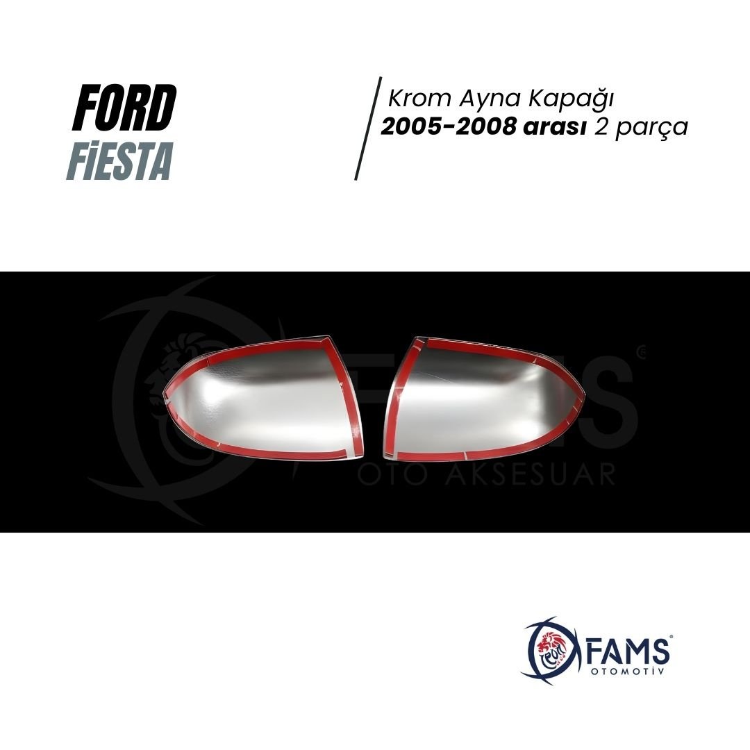 Ford Fiesta Krom Ayna Kapağı 2005-2008 uyumlu Paslanmaz Çelik ( 2 Parça ) - Görsel 3