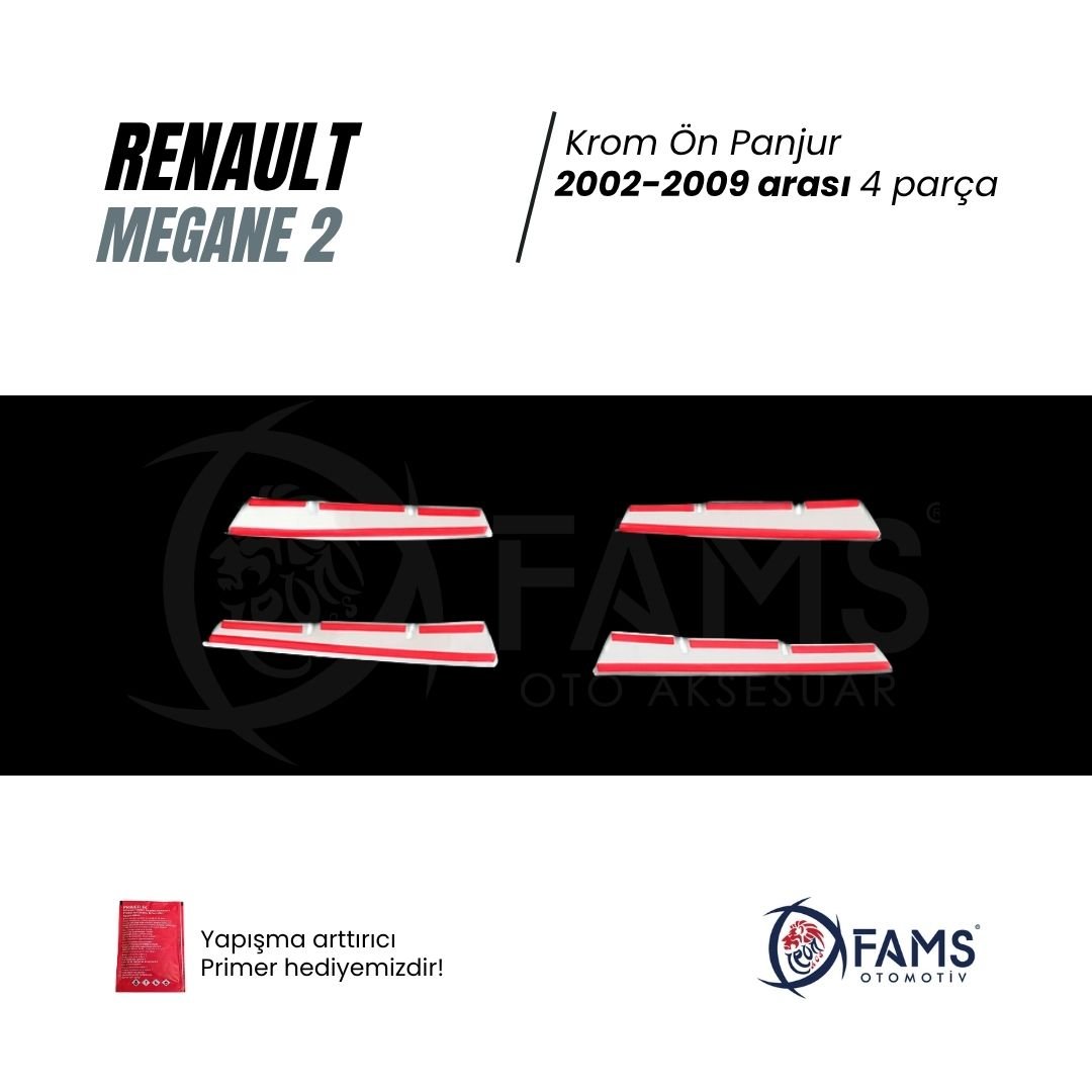 Renault Megane 2 Krom Ön Panjur 4 Prç. 2006-2009 P.çelik - Görsel 3
