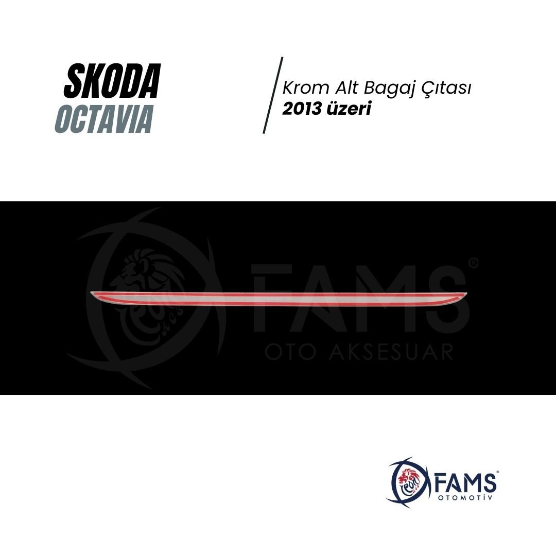 Skoda Octavia Uyumlu Krom Alt Bagaj Çıtası 2013-2019 Üzeri P, Çelik - Görsel 3