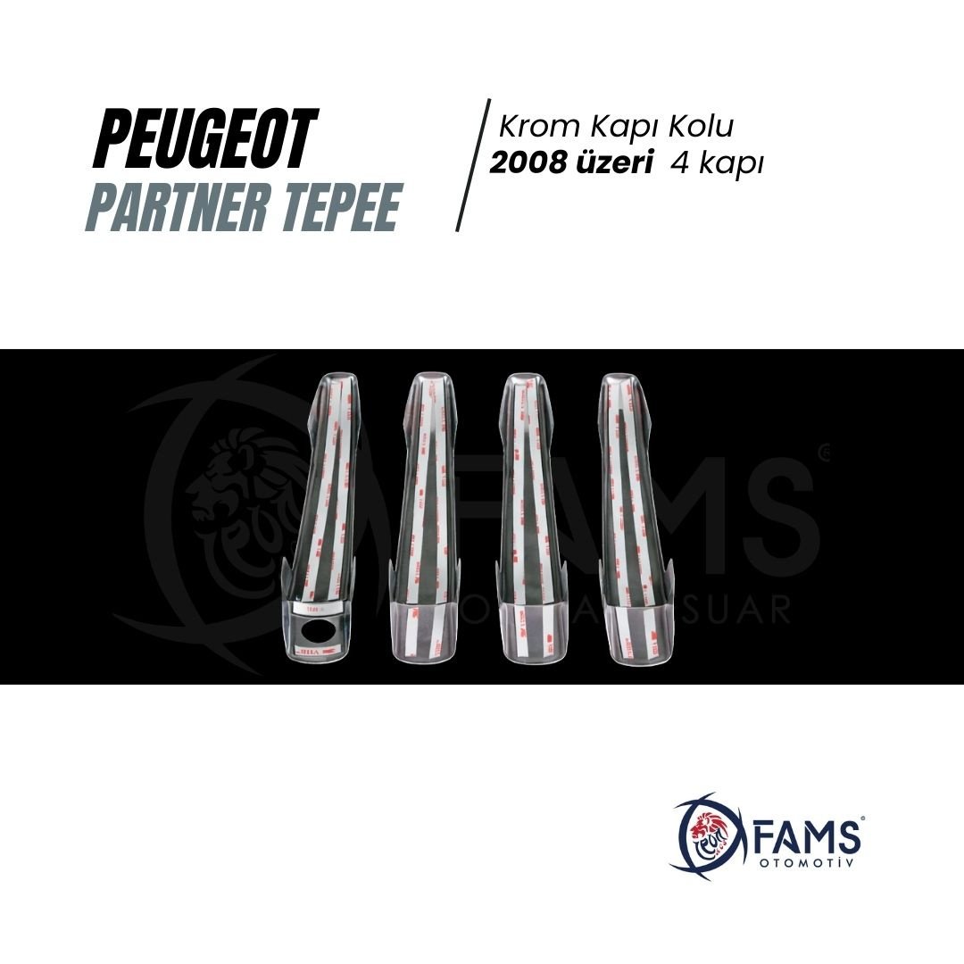 Peugeot Partner Tepee Krom Kapı Kolu 4 Kapı 2008> Paslanmaz Çelik - Görsel 3