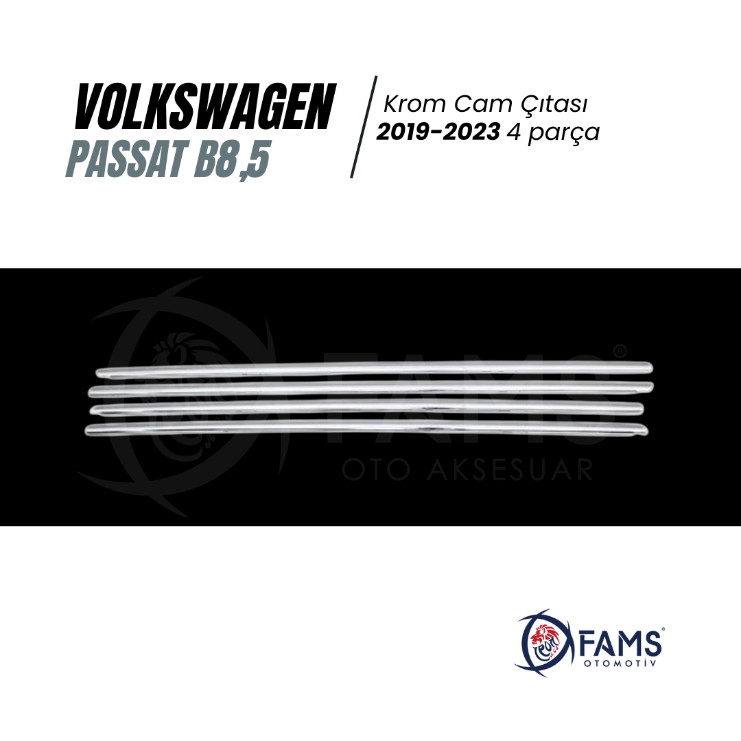 Vw Passat B8.5 Krom Cam Çıtası 4 Parça 2019- 2023 Arası Paslanmaz Çelik - Görsel 2