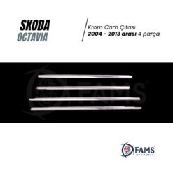 Alternative view of Skoda Octavia Krom Cam Çıtası 2004-2013 SEDAN 4 Parça Paslanmaz Çelik