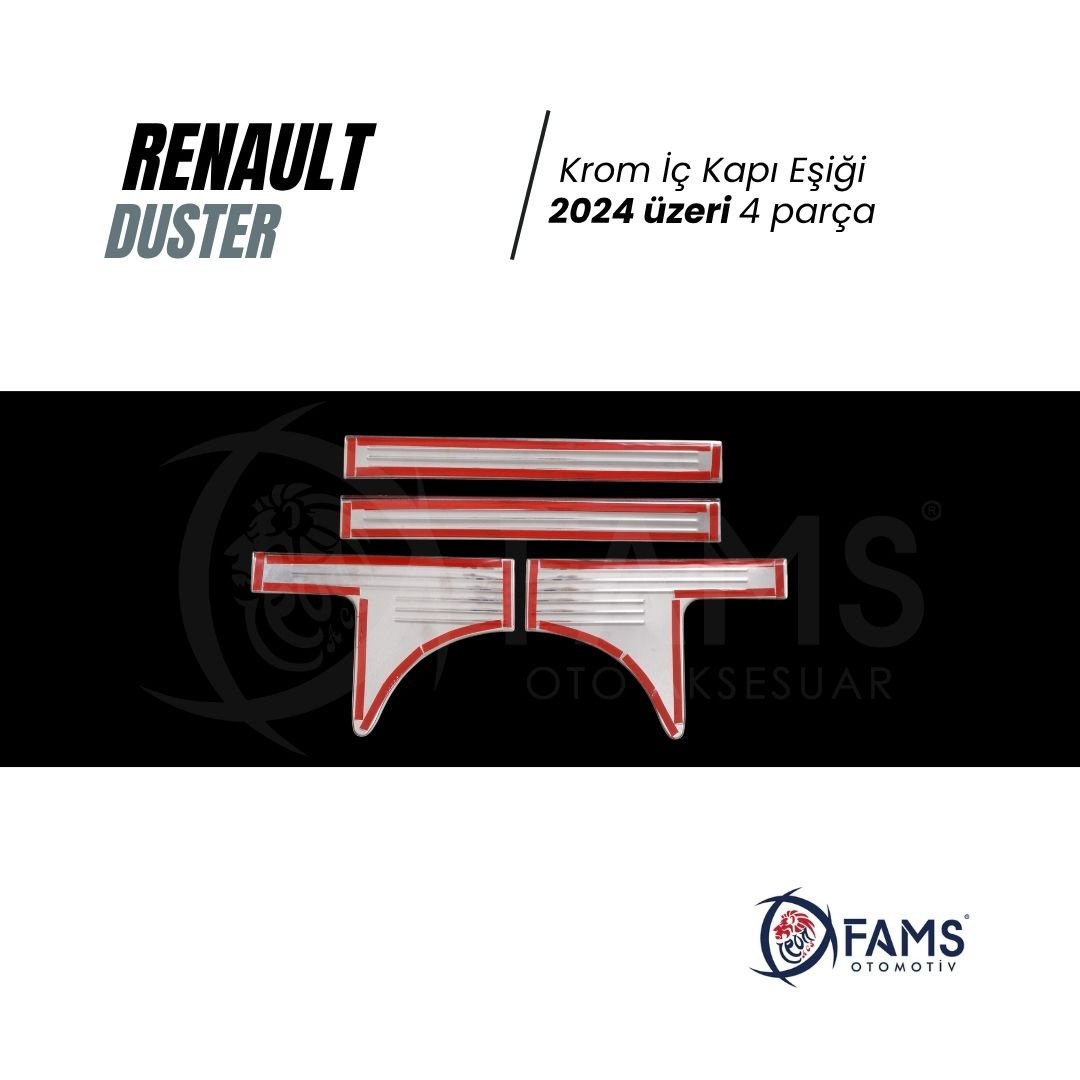 Renault Duster 2024 Üzeri Için Krom İç Kapı Eşiği 4 Kapı Paslanmaz Çelik - Görsel 3