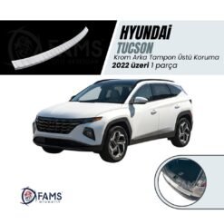 Hyundai Tucson Krom Arka Tampon Üstü Koruma 2022 üzeri P.Çelik (Taşlı)