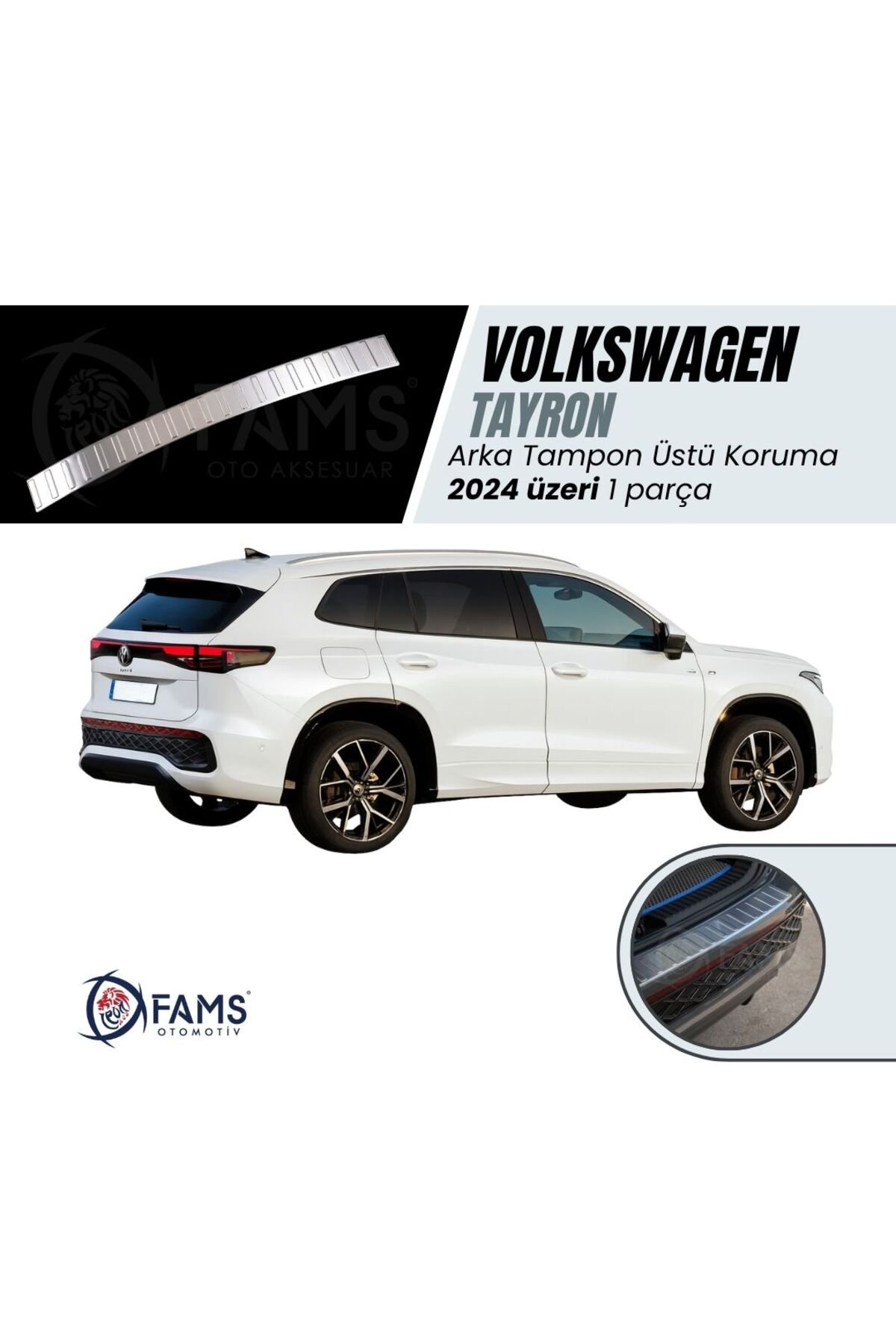 Vw Tayron Uyumlu Arka Tampon Üstü Koruma 2024 Üzeri P.çelik (taşlı)