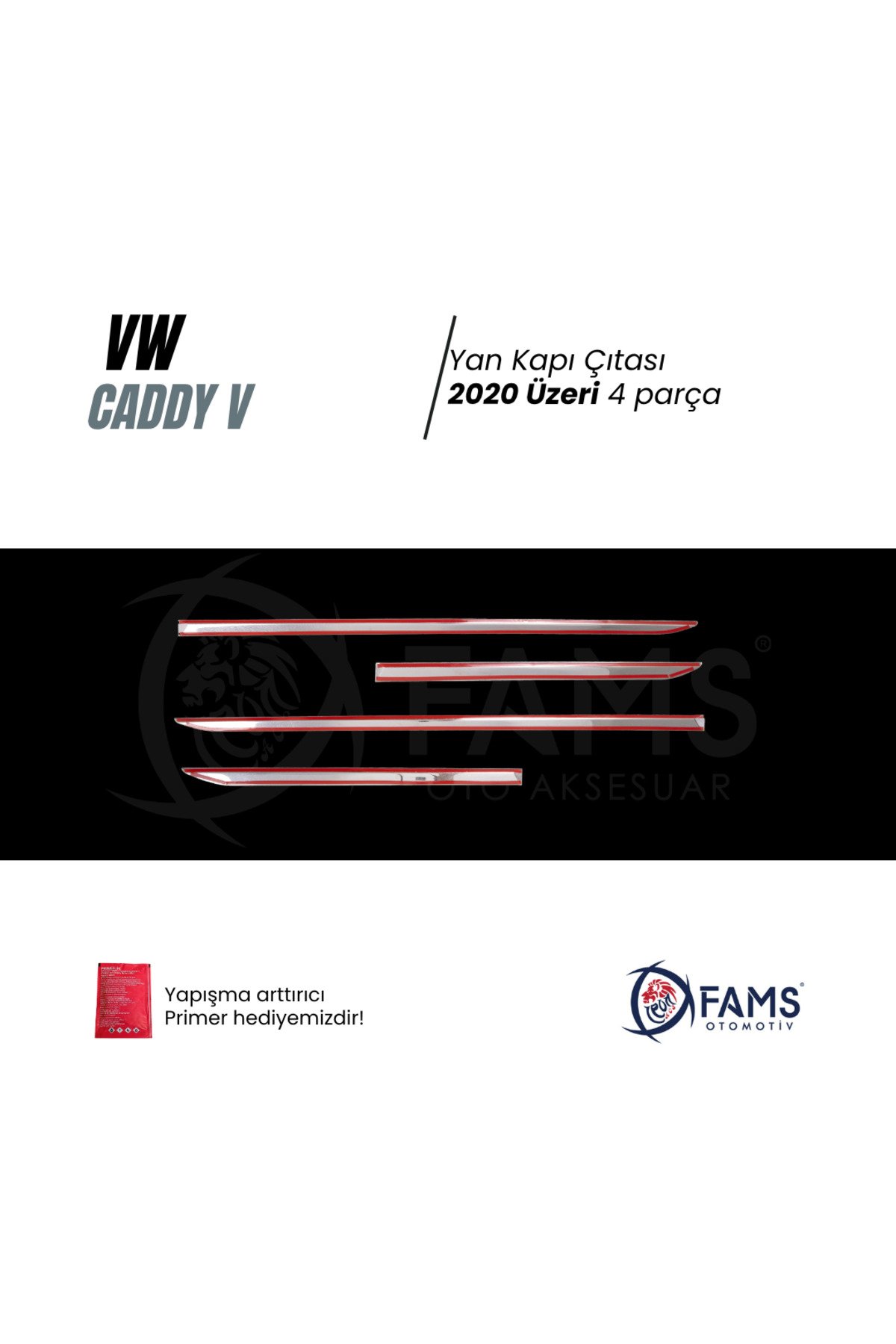 VW CADDY V 2020 Üzeri Krom Yan Kapı Çıtası 4 kapı Paslanmaz Çelik - Görsel 3