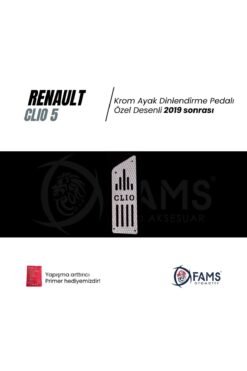 Alternative view of Renault Clio 5 2019> Özel Desenli Krom Ayak Dinlendirme Pedalı Ayak Dayama Pedalı