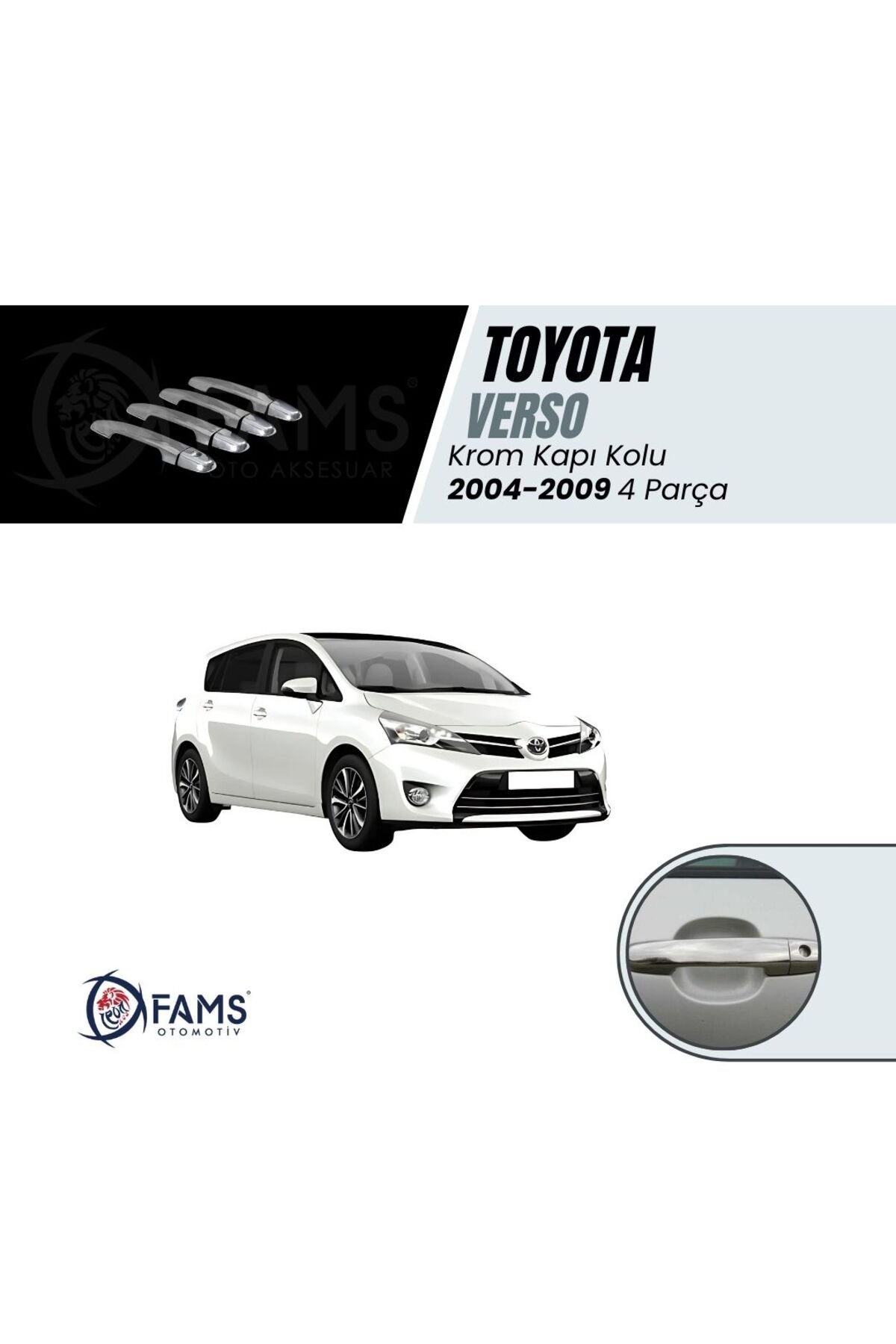 Toyota Verso Uyumlu Krom Kapı Kolu 4 Kapı 2004-2009