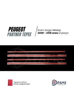 Alternative view of Peu.geot Partner Tepee 2008-2018 arası Krom Sürgü Nikelaj 4 Parça Paslanmaz Çelik