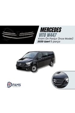 Mercedes Vito W447 Uyumlu Krom Ön Panjur 5 Parça 2020 üzeri Paslanmaz Çelik (İnce Model)