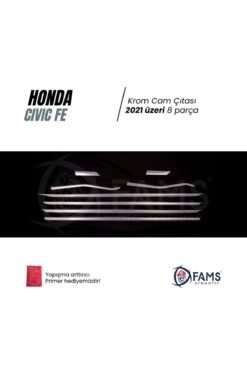 Alternative view of HondaCivic Uyumlu Fe 2021> Krom Cam Çıtası 8 Parça Paslanmaz Çelik