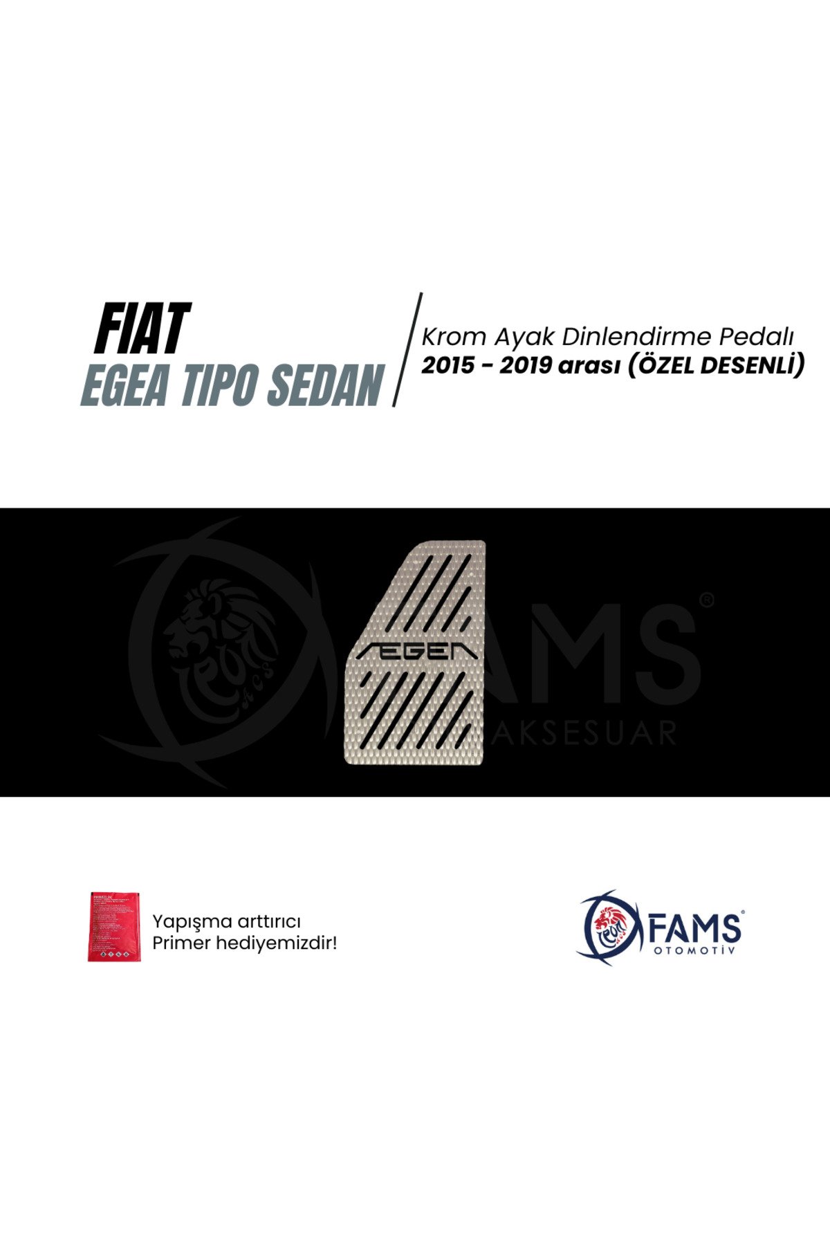 Fiat Egea / Tipo Özel Desenli Krom Ayak Dinlendirme Pedalı Ayak Dayama Pedalı 2015-2019 Sedan - Görsel 2