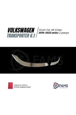 Alternative view of Vw T6.1 Transporter 2019-2023 Arası Krom Far Alt Çıtası 2 Parça Paslanmaz Çelik
