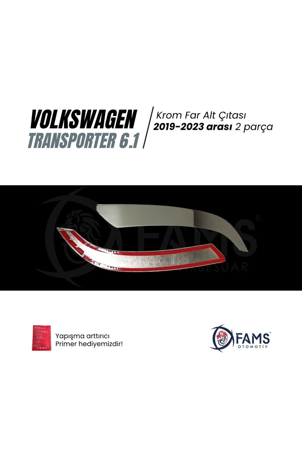 Vw T6,1 Transporter 2019-2023 Arası Krom Far Alt Çıtası 2 Parça Paslanmaz Çelik - Görsel 3