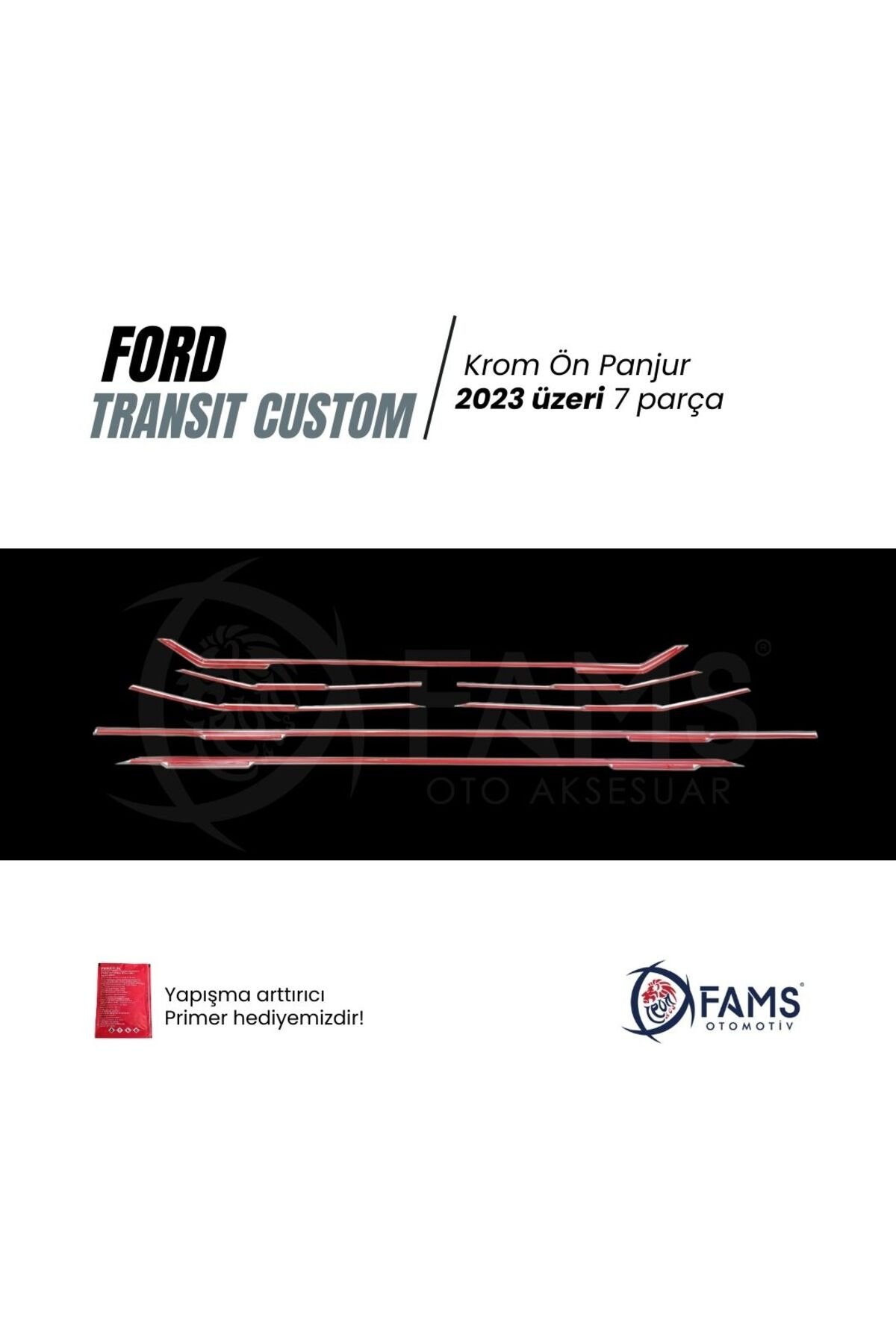 F, Transit Custom 2023 > Ön Panjur 7 Parça Paslanmaz Çelik - Görsel 3