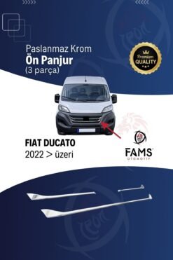 Fiat Ducato Krom Ön Panjur 3 Parça 2022> Paslanmaz Çelik
