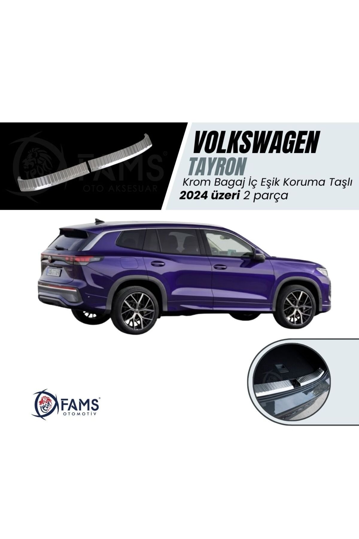 Vw Tayron Uyumlu Bagaj İç Eşik Koruma 2024 Üzeri P.çelik (Taşlı)