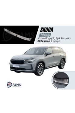 Skoda Kodıaq Uyumlu Bagaj İç Eşik Koruma 2 parça 2024 Üzeri P.çelik (Parlak)