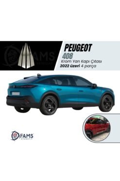 Peugeot 408 Krom Yan Kapı Çıtası 4 Kapı 2022> Paslanmaz Çelik