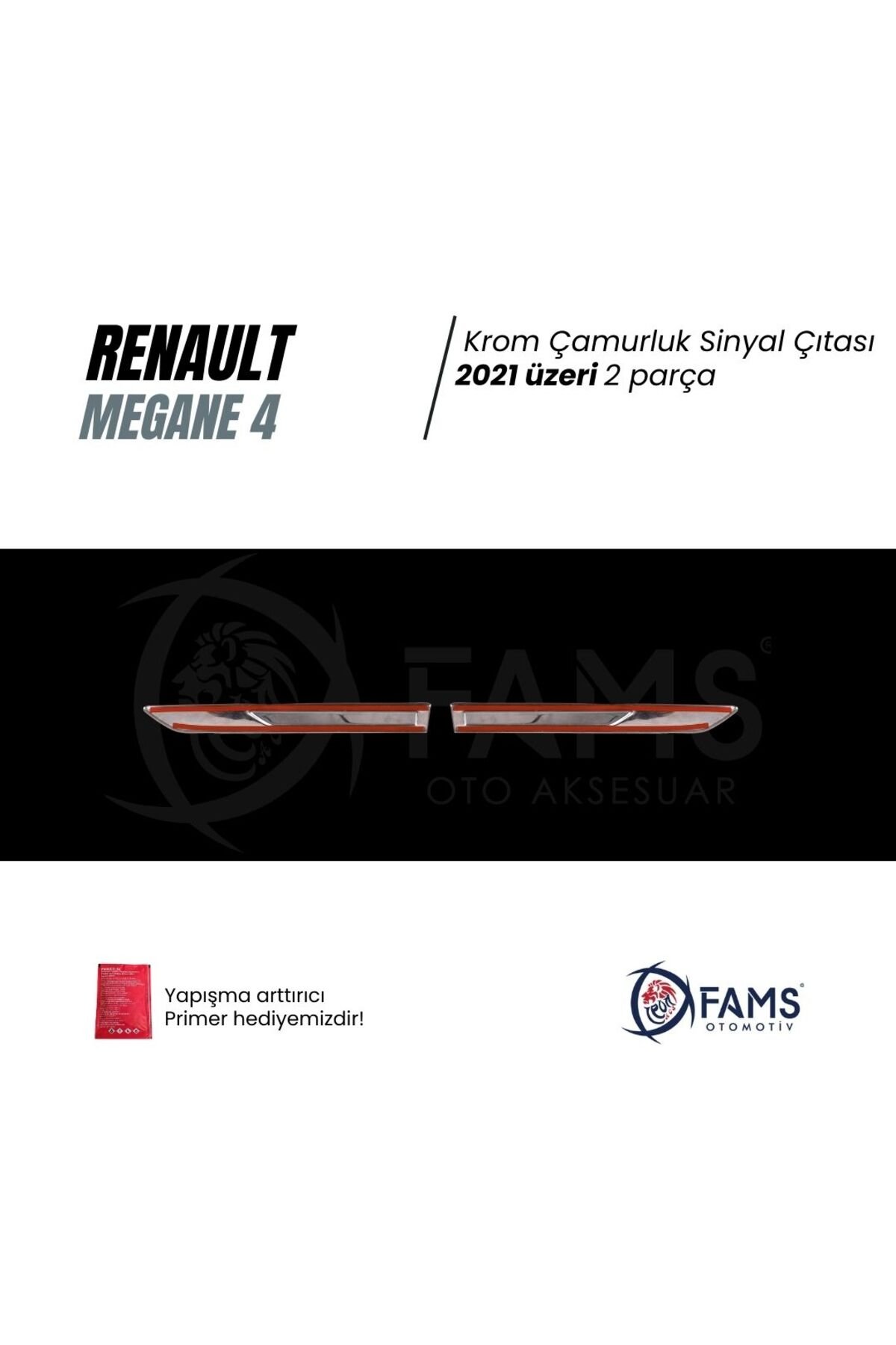 Renault Megane 4 Krom Çamurluk Sinyal Çıtası 2021 Üzeri Uyumlu 2 parça P. Çelik - Görsel 3