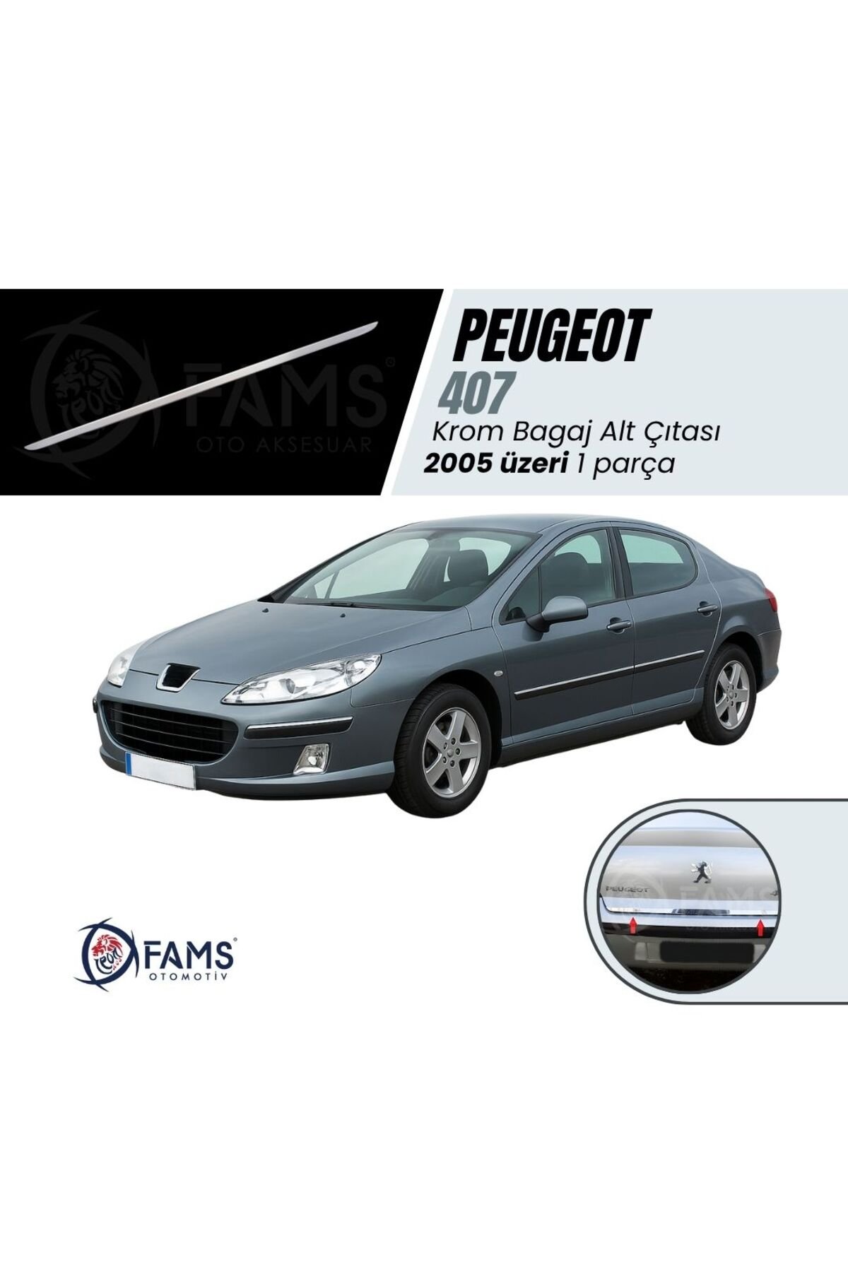 407 Uyumlu Krom Bagaj Alt Çıtası 2005 Ve Üzeri Paslanmaz Çelik