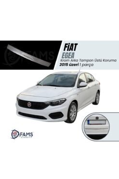 Fiat Egea Krom Arka Tampon Üstü Koruma 2015 üzeri Yazılı Sedan P,Çelik (Taşlı)