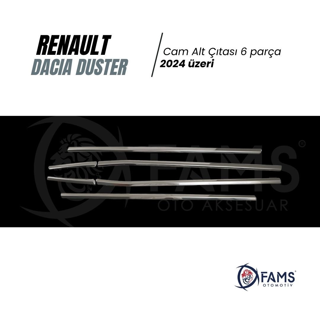Renault Duster 2024 Üzeri Için Krom Cam Alt Çıtası 6 Parça Paslanmaz Çelik - Görsel 2