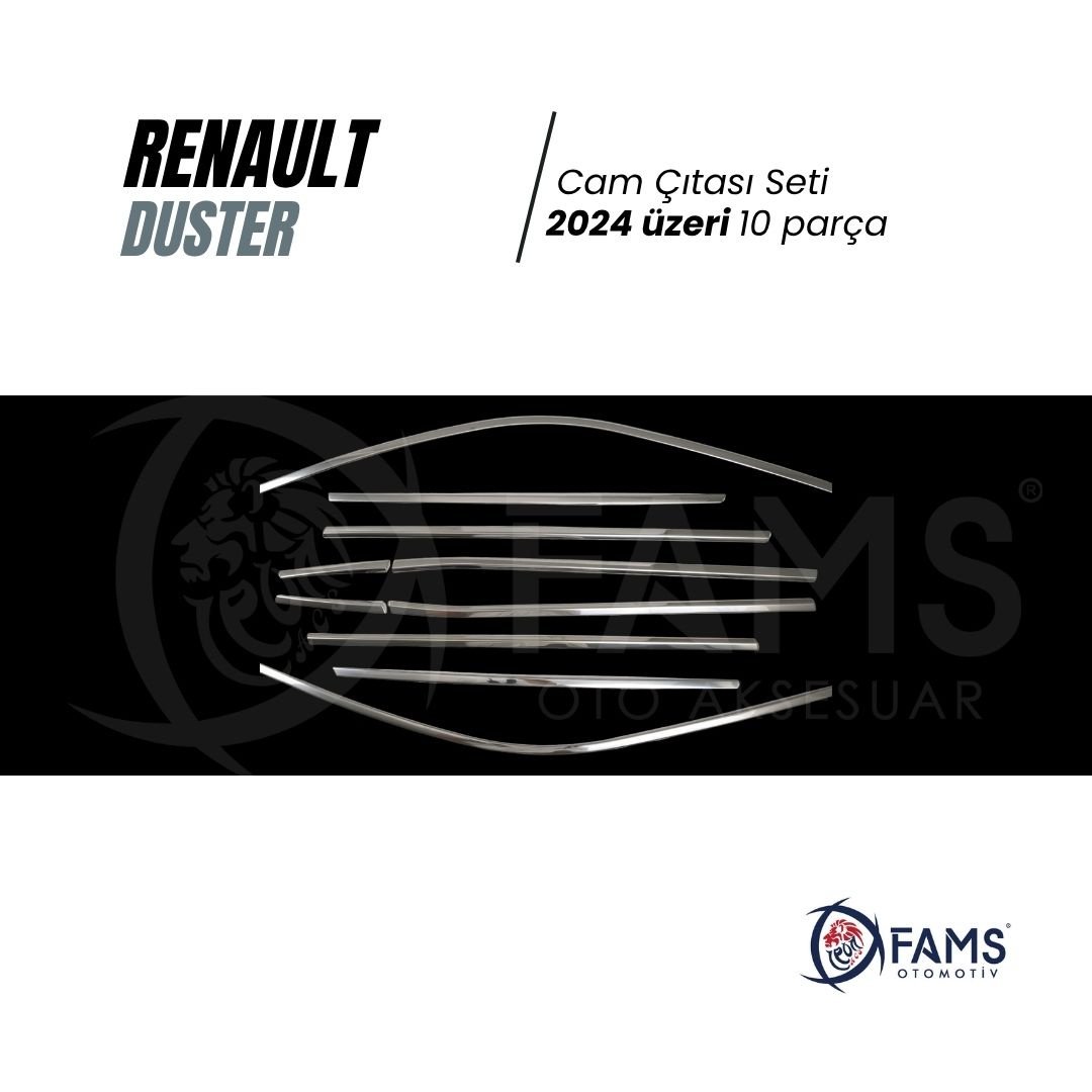 Renault Duster 2024 Üzeri Için Krom Cam Çıta Seti 10 Parça Paslanmaz Çelik - Görsel 2