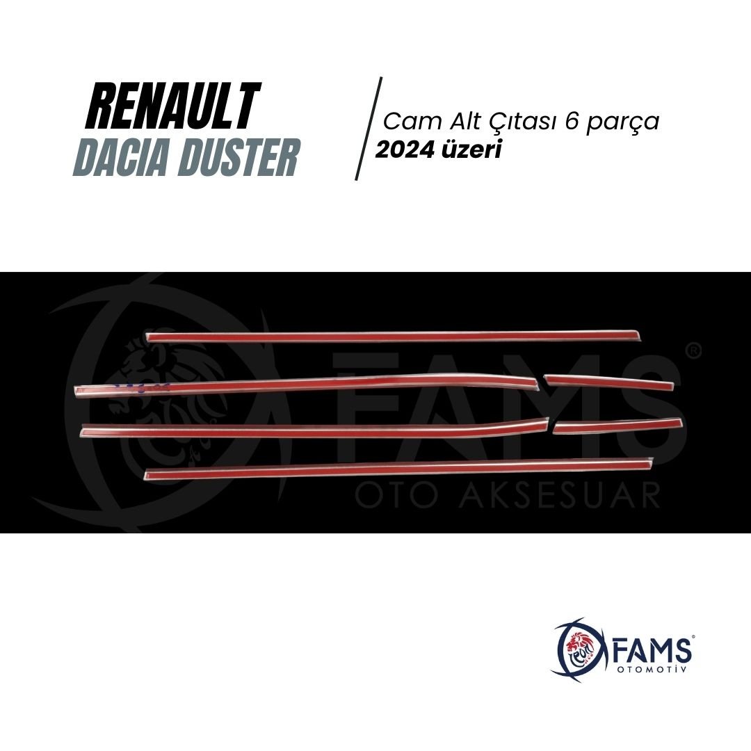 Renault Duster 2024 Üzeri Için Krom Cam Alt Çıtası 6 Parça Paslanmaz Çelik - Görsel 3