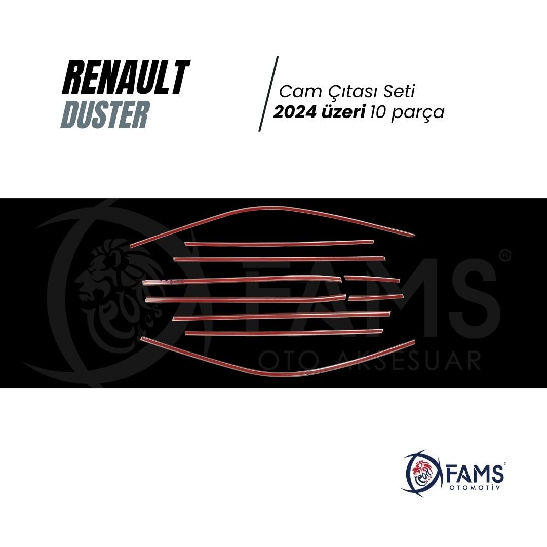 Renault Duster 2024 Üzeri Için Krom Cam Çıta Seti 10 Parça Paslanmaz Çelik - Görsel 3
