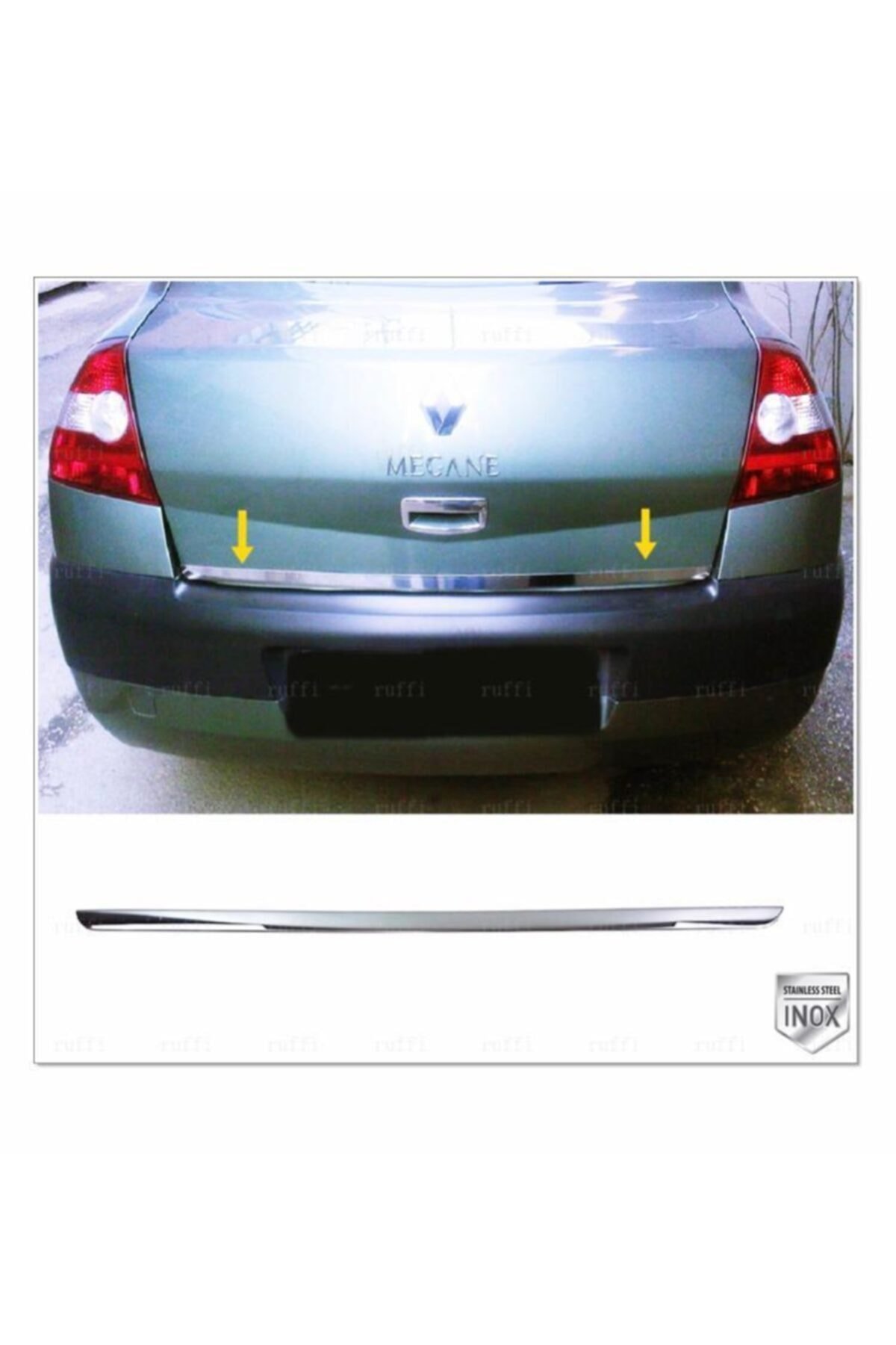 Renault Megane 2 Sedan Krom Bagaj Alt Çıtası 2004-2010 Arası P,çelik uyumlu