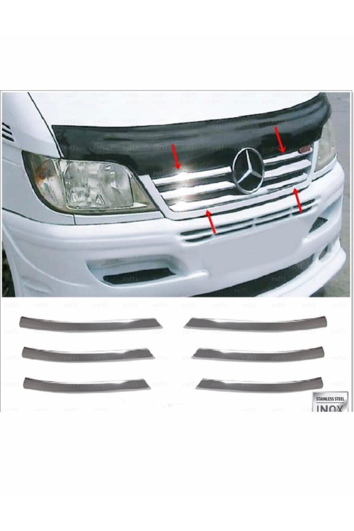 Mercedes Sprinter W901 Uyumlu Krom Ön Panjur 6 Parça 2003-2006 P, Çelik