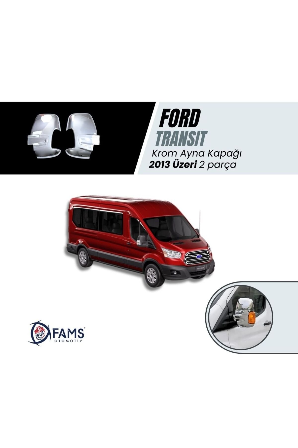F, Transit Uyumlu Krom Ayna Kapağı 2 Prç, 2013 Üzeri P,çelik