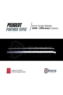 Alternative view of Peu,geot Partner Tepee 2008-2018 arası Krom Sürgü Nikelaj 2 Parça Paslanmaz Çelik