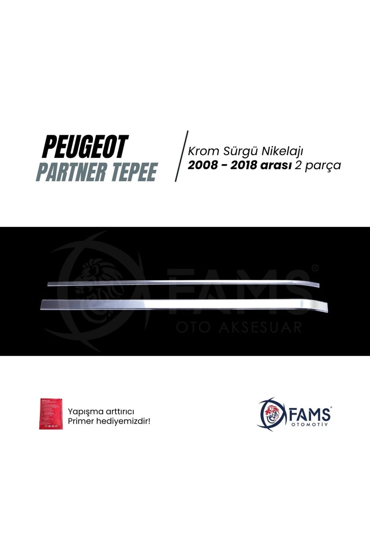Peu,geot Partner Tepee 2008-2018 arası Krom Sürgü Nikelaj 2 Parça Paslanmaz Çelik - Görsel 2