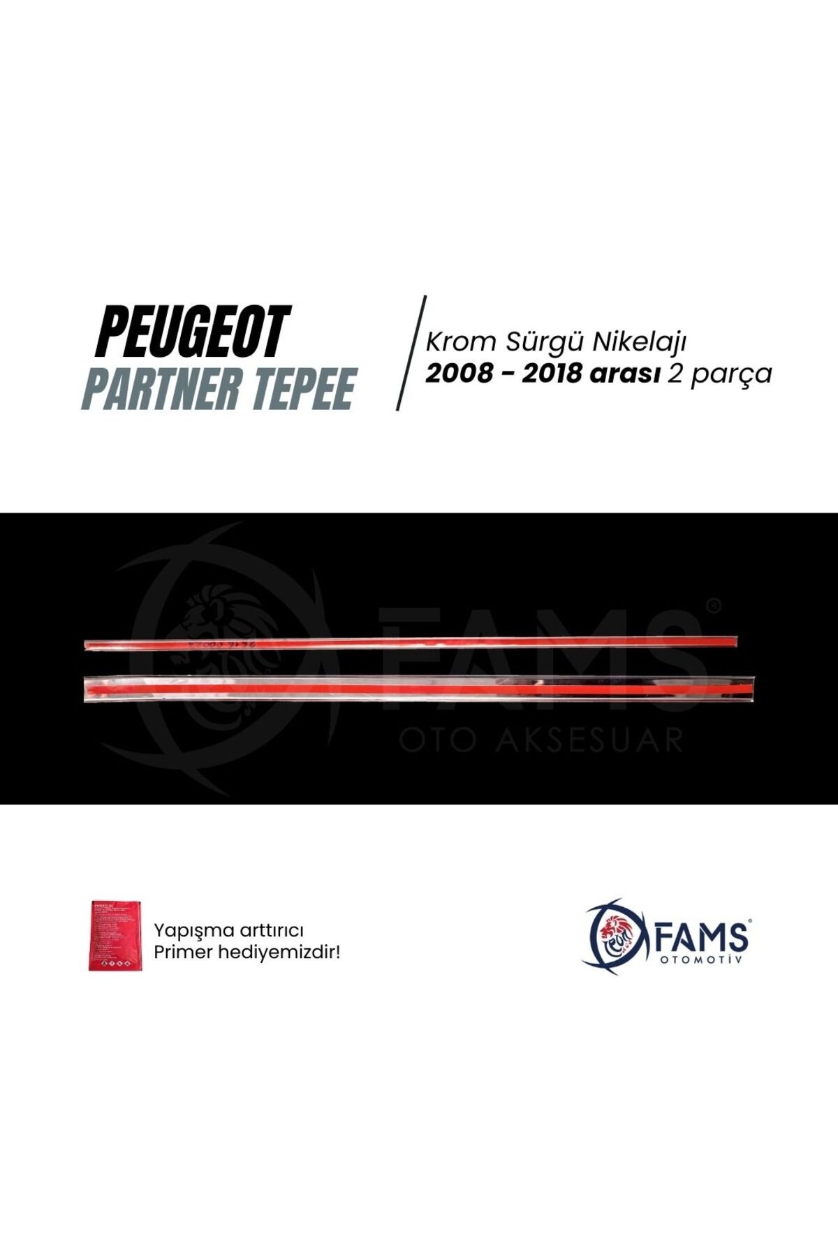 Peu,geot Partner Tepee 2008-2018 arası Krom Sürgü Nikelaj 2 Parça Paslanmaz Çelik - Görsel 3