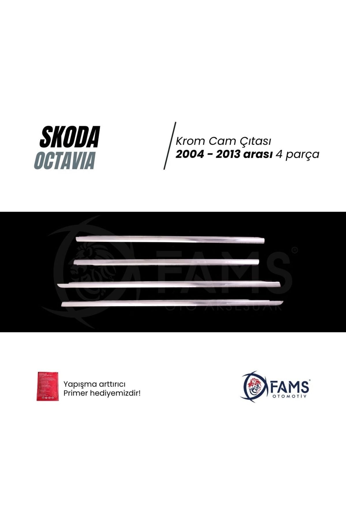 Skoda Octavia Krom Cam Çıtası 2004-2013 SEDAN 4 Parça Paslanmaz Çelik - Görsel 2