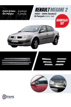 Renault Megane 2 Sedan 2002 - 2006 Krom Aksesuar Seti Paslanmaz Çelik