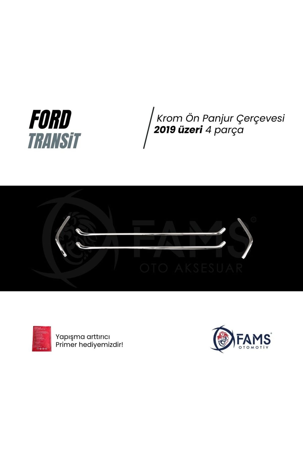 F, Transit Krom Ön Panjur Çerçevesi 4 Parça 2019 Üzeri Paslanmaz Çelik Uyumlu - Görsel 2