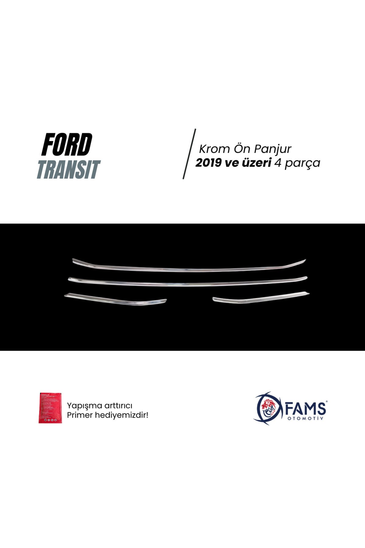 F, Transit Krom Ön Panjur 4 Parça 2019 Ve Üzeri Paslanmaz Çelik Uyumlu - Görsel 2