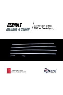 Alternative view of Renault Megane 4 Sedan Uyumlu Krom Cam Çıtası 6 Parça 2015 Ve Üzeri Paslanmaz Çelik