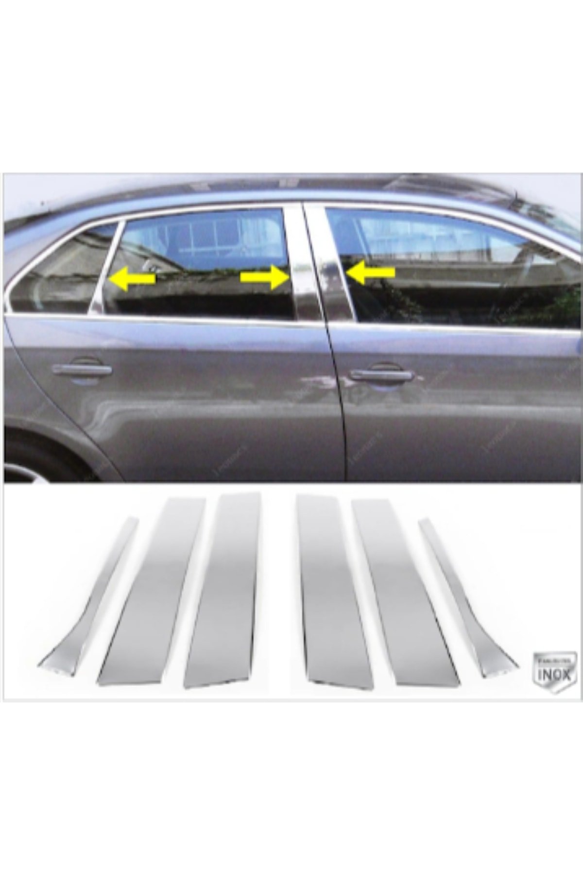 Vw Jetta Uyumlu Krom Kapı Direk Seti 6 Parça 2005-2010 Arası Paslanmaz Çelik