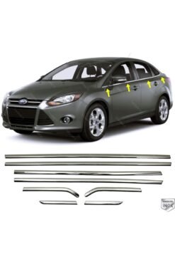 Focus 3 Sedan Krom Cam Çıtası 8 Parça 2010-2018 Uyumlu Arası Paslanmaz Çelik